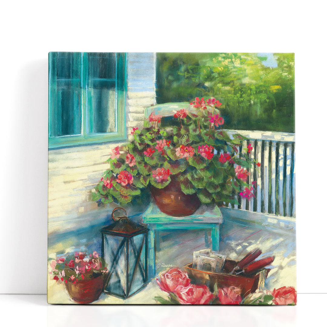 Porch Geraniums - Canvas Print Wall Art