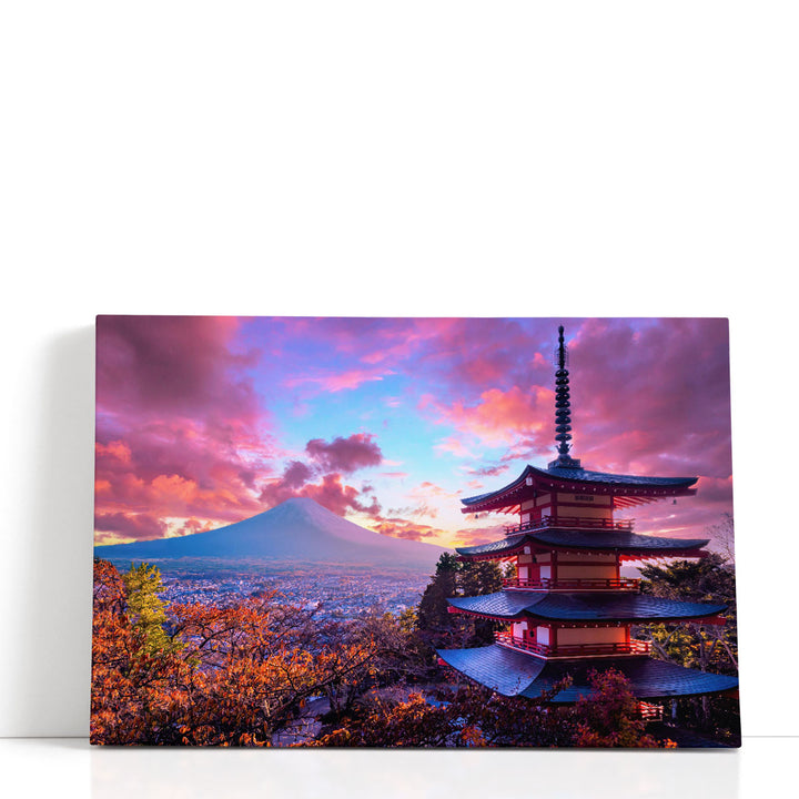 Buddhist Pagoda in Fujiyoshida, Japan - Canvas Print Wall Art