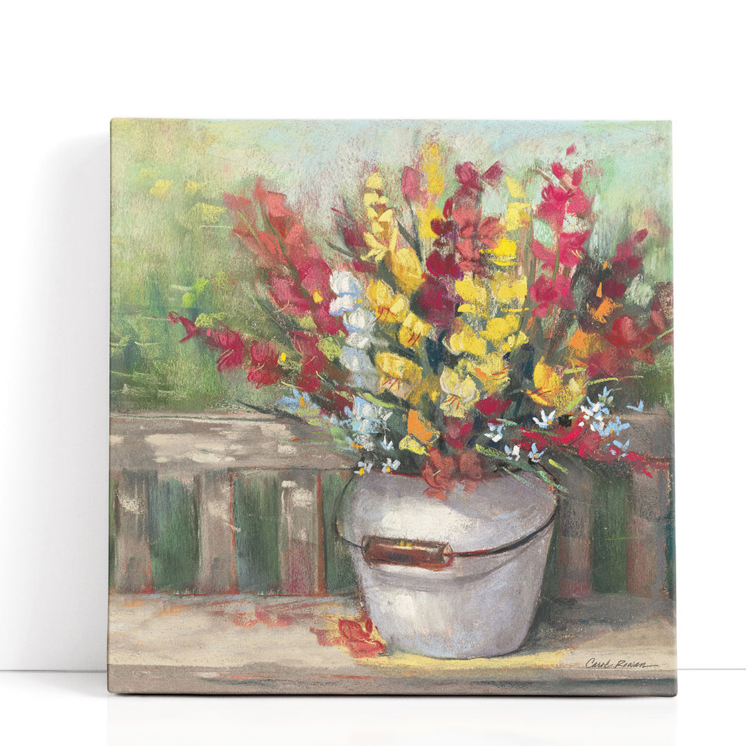 Country style flower painting with rustic blooms