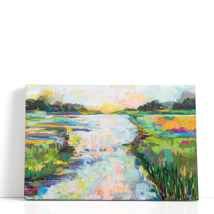Nature prints with abstract river scene
