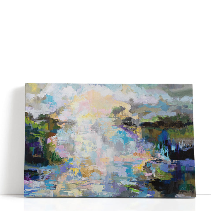 Abstract neutral-toned landscape canvas painting