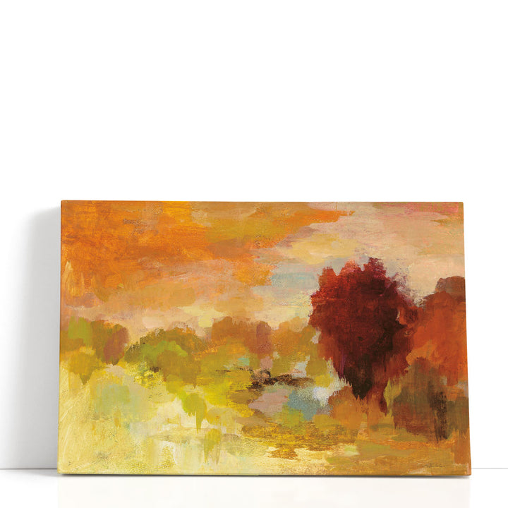 Framed Landscape Paintings – warm abstract scenic canvas