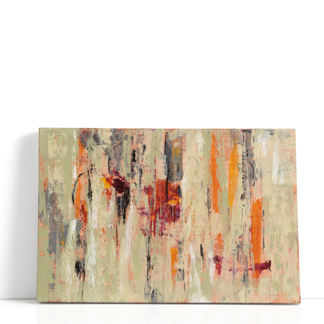 beige abstract art – bold orange strokes
