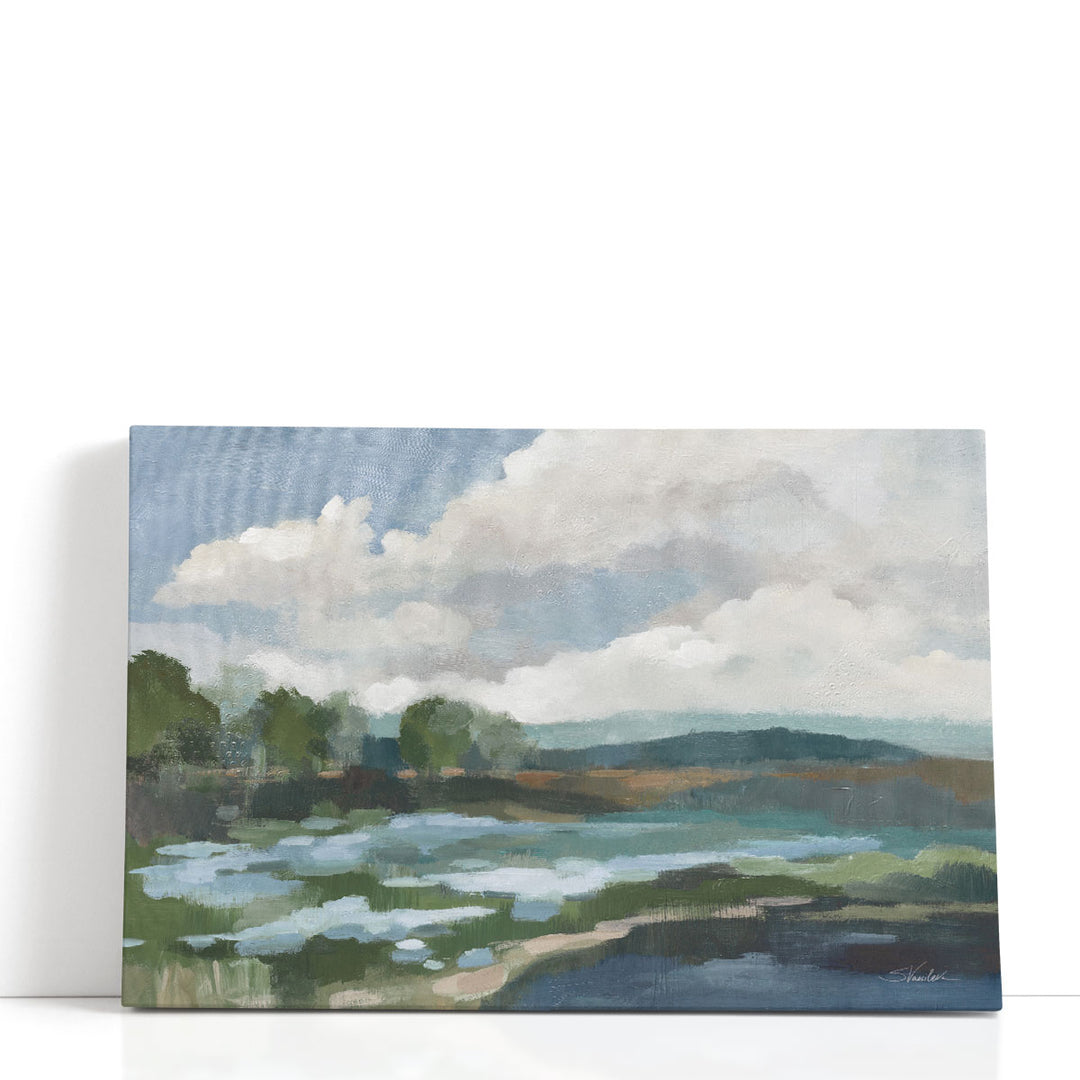 Coastal flower prints with soft abstract landscape