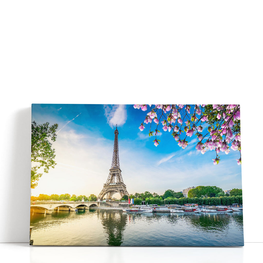 Eiffel Tower During Sunrise in Paris France - Canvas Print Wall Art