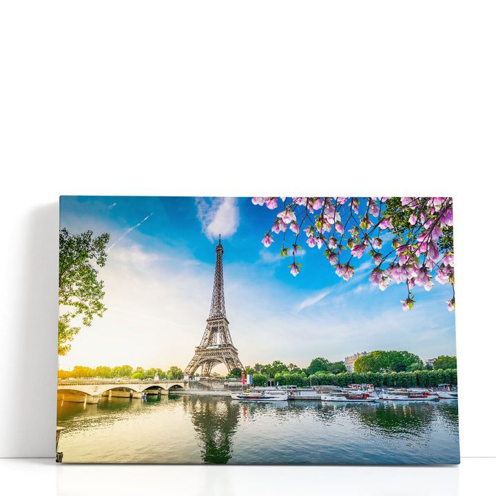 Eiffel Tower During Sunrise in Paris France - Canvas Print Wall Art