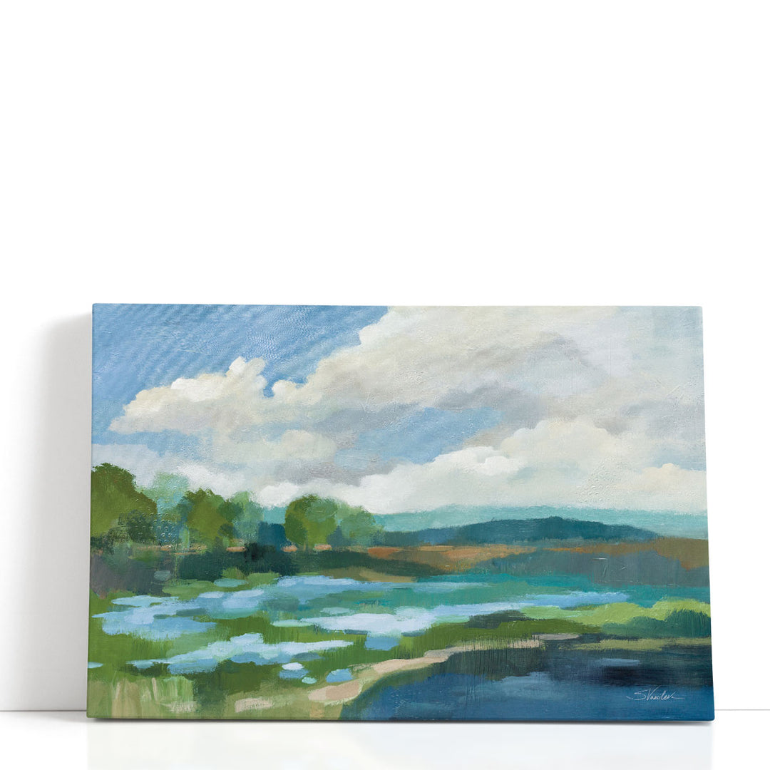 Blue Coastal Flowers - Canvas Print Wall Art