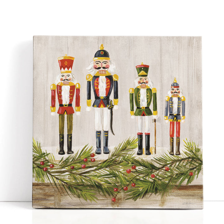 Nutcrackers on a Mantel - Canvas Print Wall Art