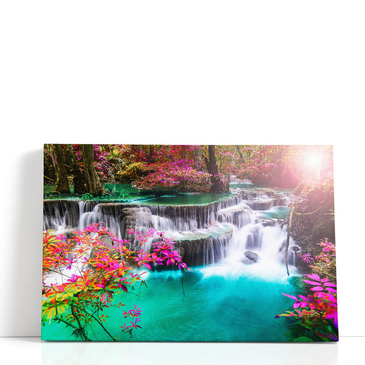 Huay Mae Kamin Waterfall in Thailand's Forest - Canvas Print Wall Art