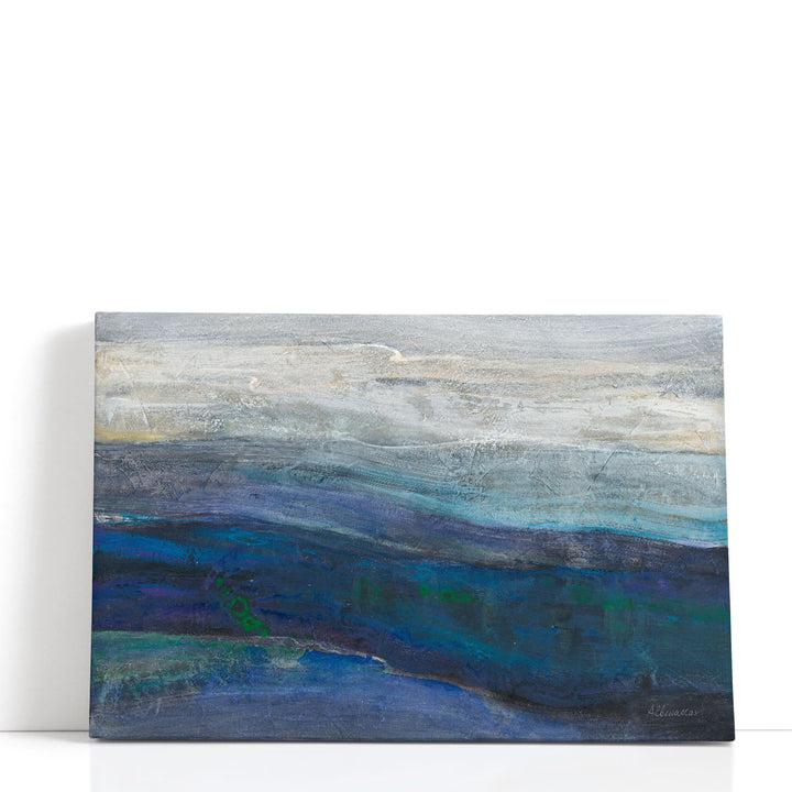 Blue brushstroke abstract canvas painting