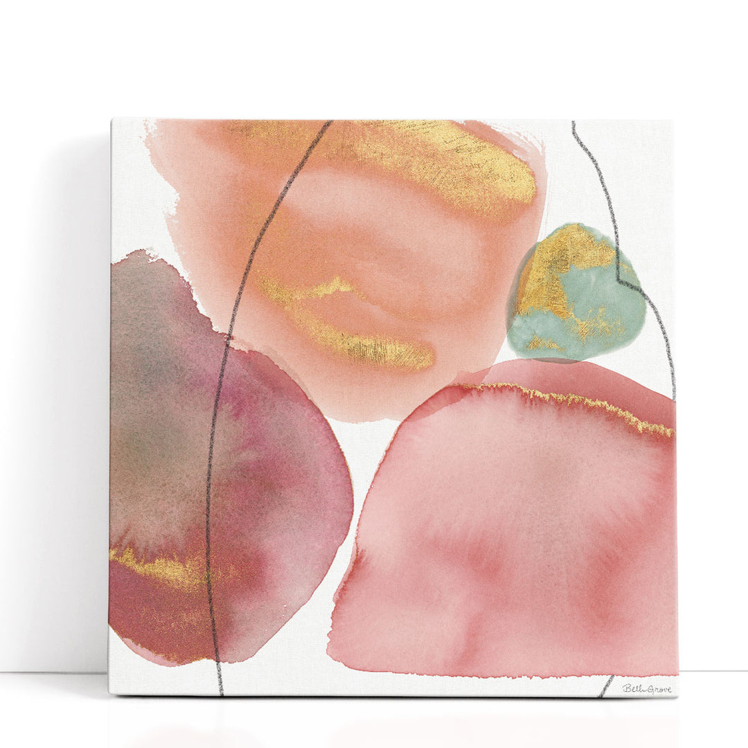 Pink abstract art in watercolor style
