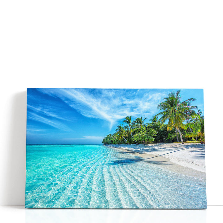 Blue ocean photography print with clear water and sky