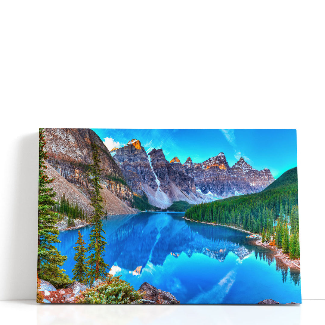 Moraine Lake wall art with serene mountain scenery