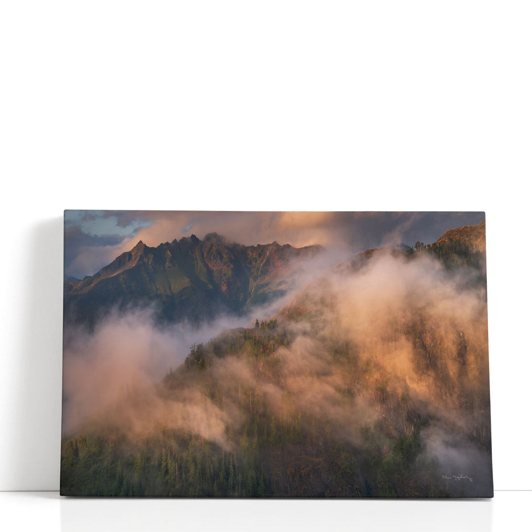 Brown mountain canvas art with majestic mountain landscape
