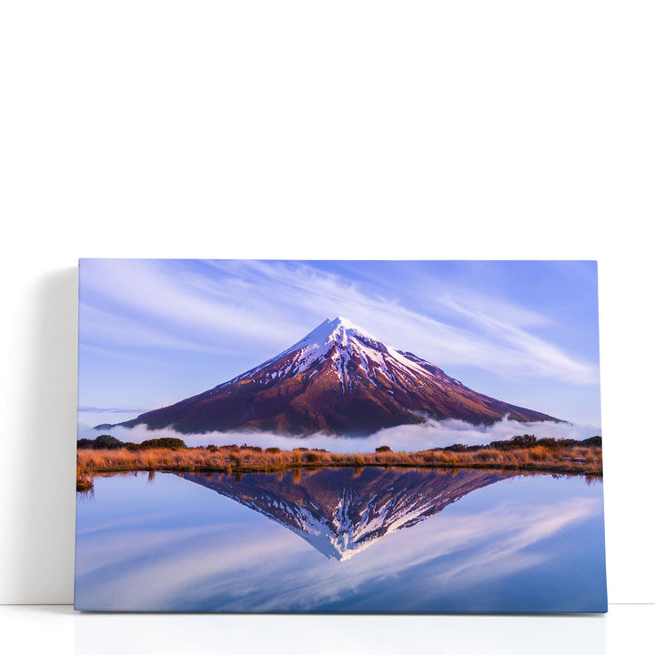 Taranaki mountain wall decor, blue-toned peak view