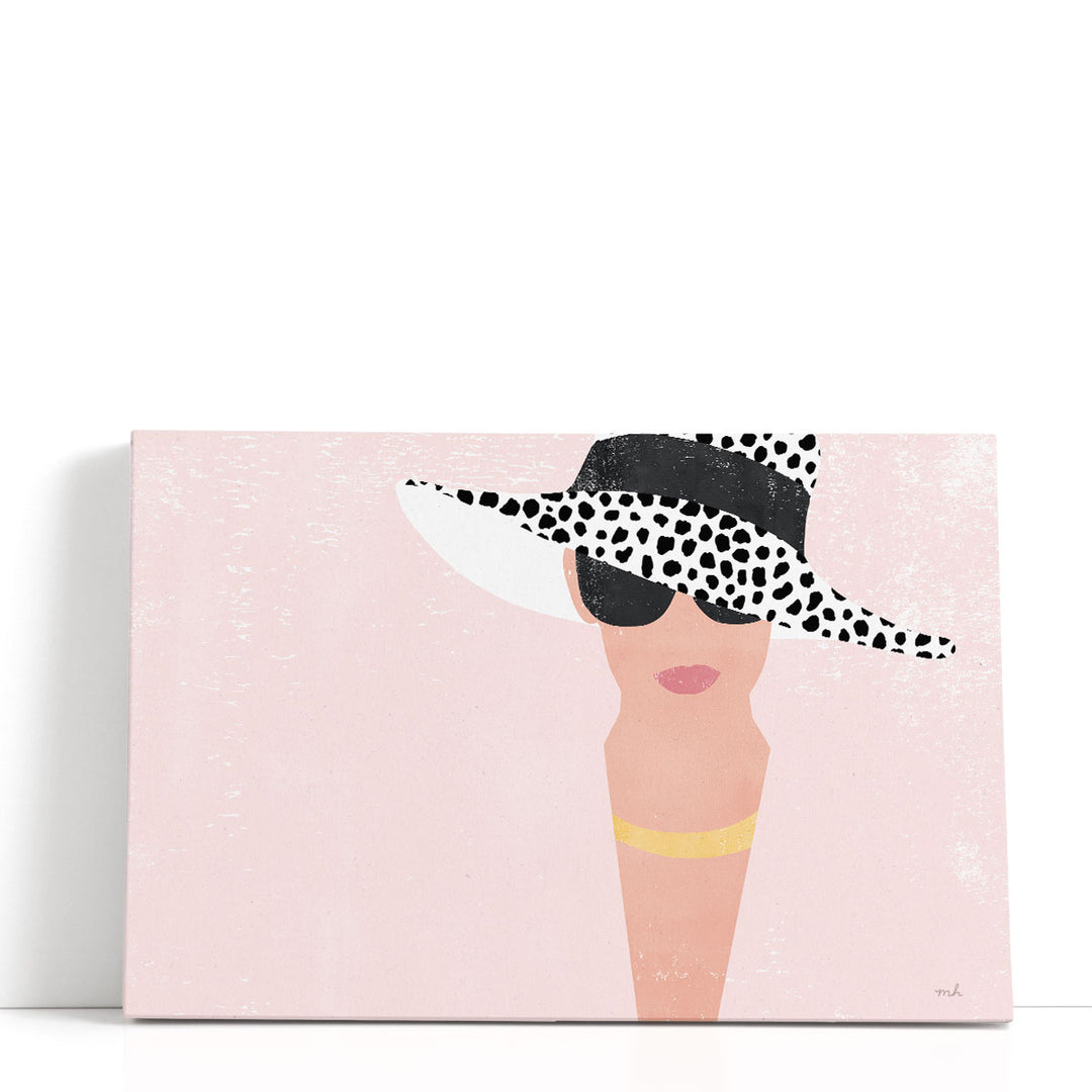 Contemporary woman wall art with pastel pink tones