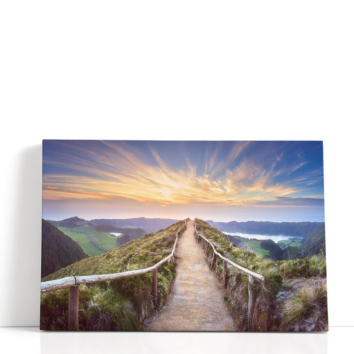 Mountain photography canvas print, Azores morning view