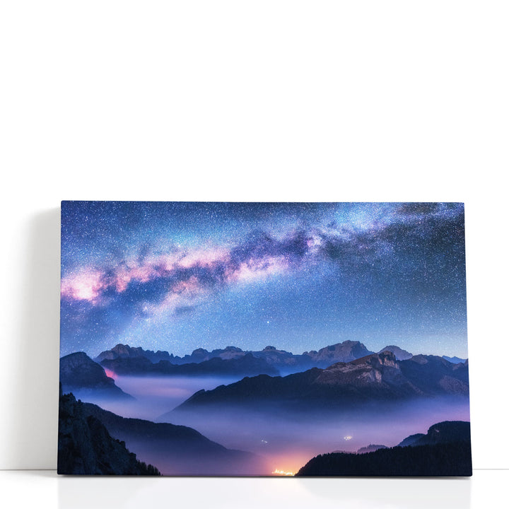 Mountain canvas art with soft blue sky