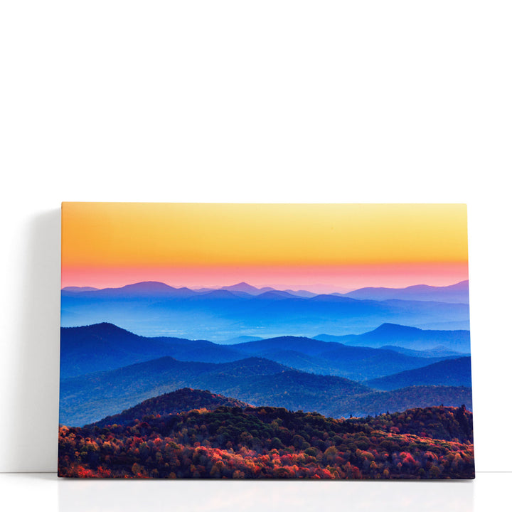Scenic Sunset Canvas Wall Art orange and blue sky
