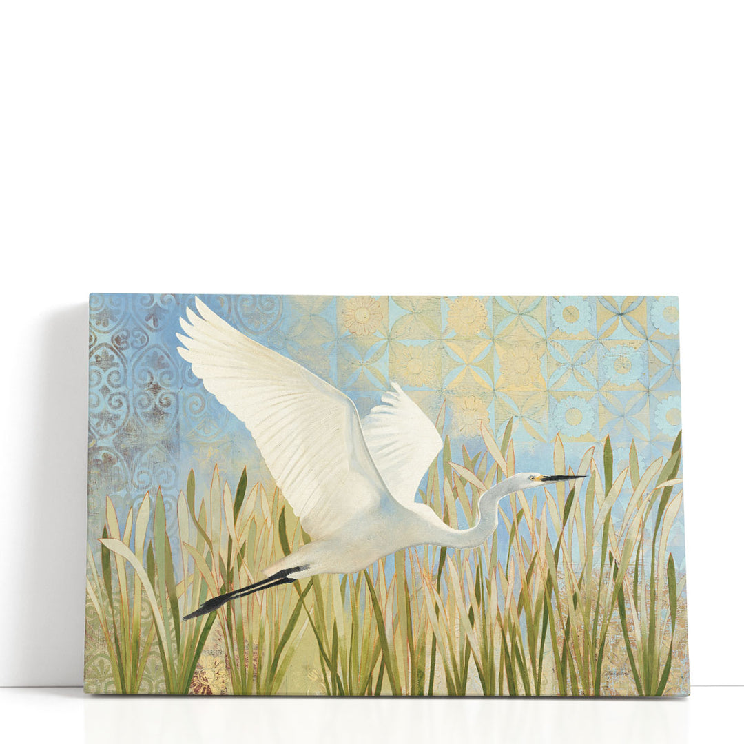 Snowy Egret in Flight - Canvas Print Wall Art