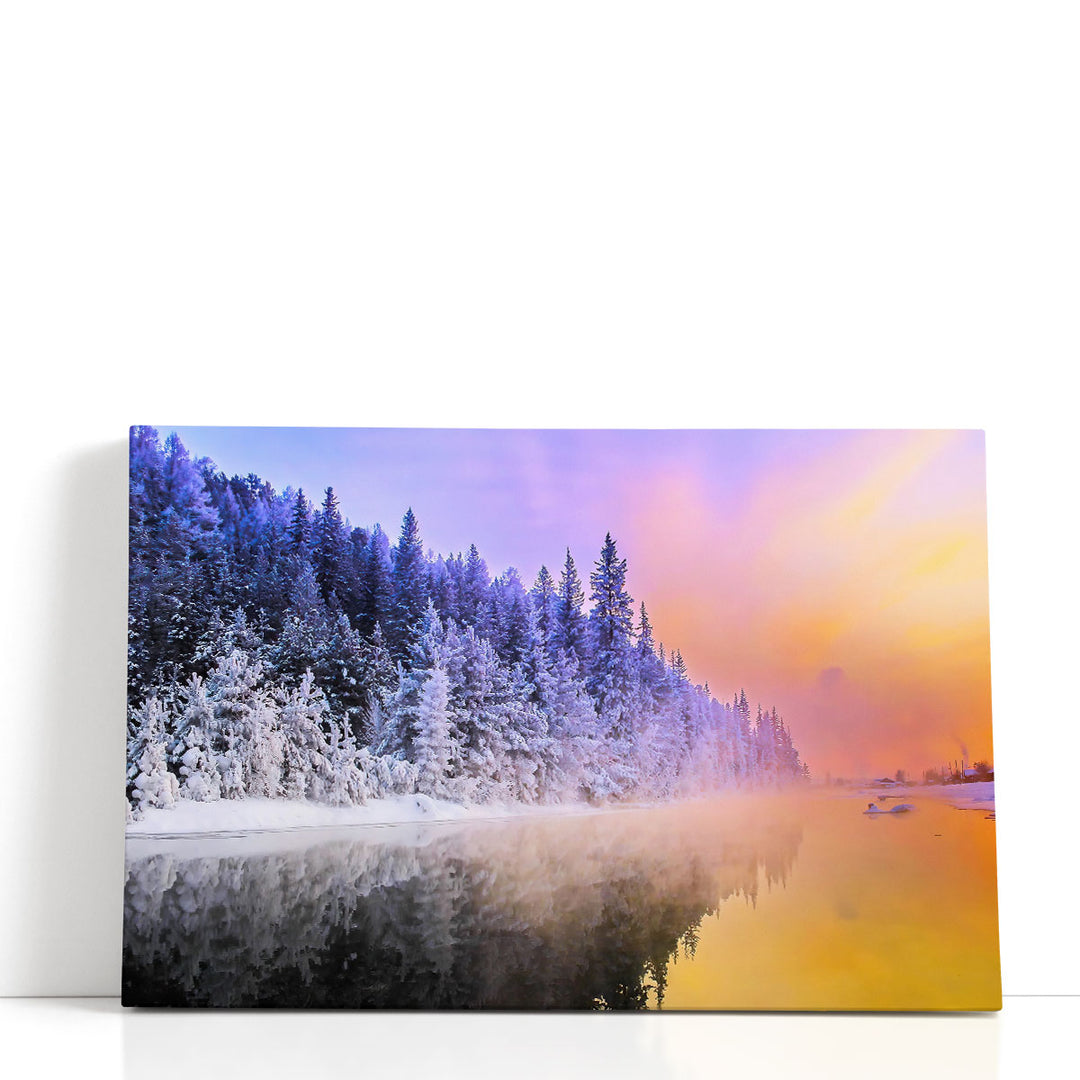 Winter's Dusk Reflections - Canvas Print Wall Art