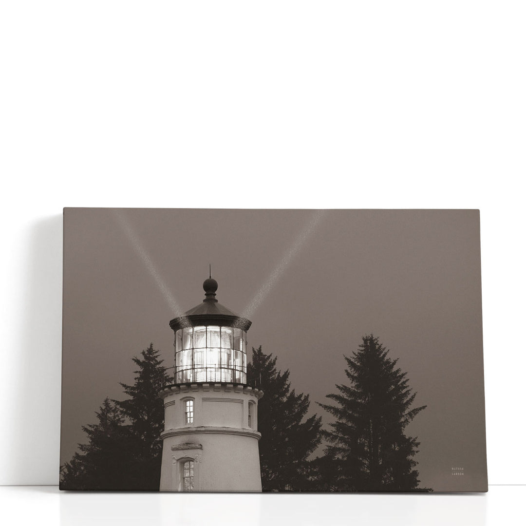 Oregon Coast Lighthouse Black and White - Canvas Print Wall Art