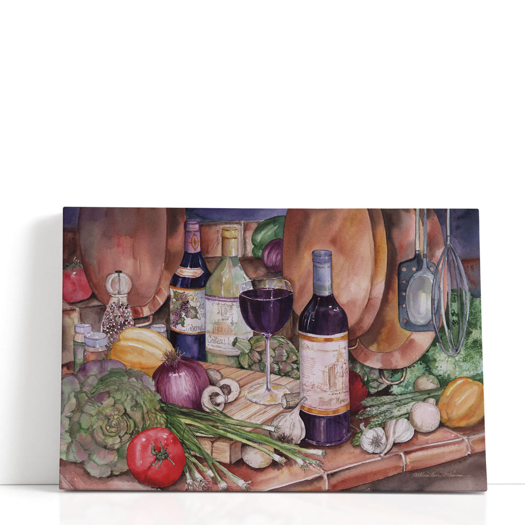 Culinary Kitchen Prints – vegetable and wine montage