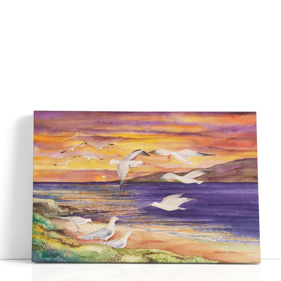 Seagull Sunset - Canvas Print Wall Art
