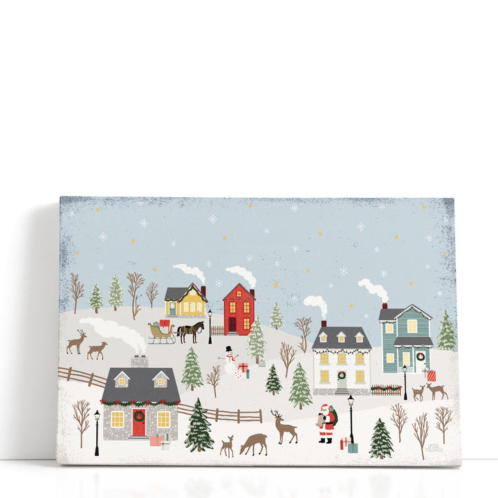 Christmas Village II Neutral - Canvas Print Wall Art