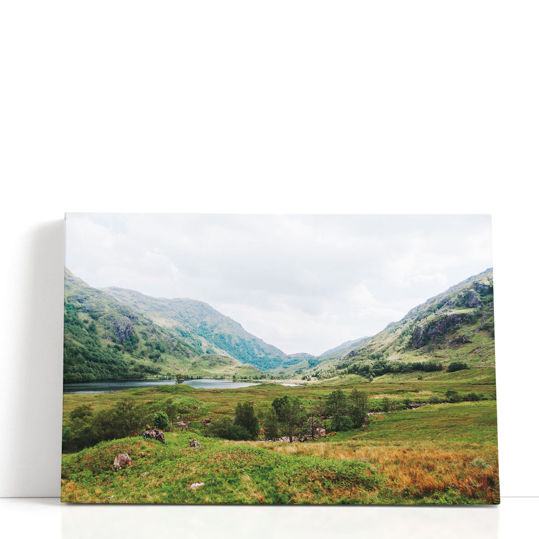Highland mountain wall decor with green slopes