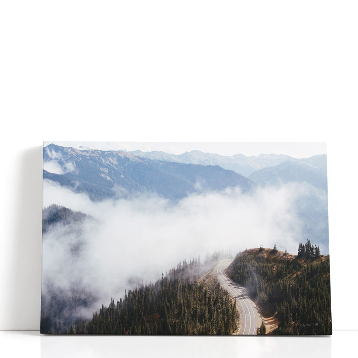 Cloud wall decor over mountain peaks