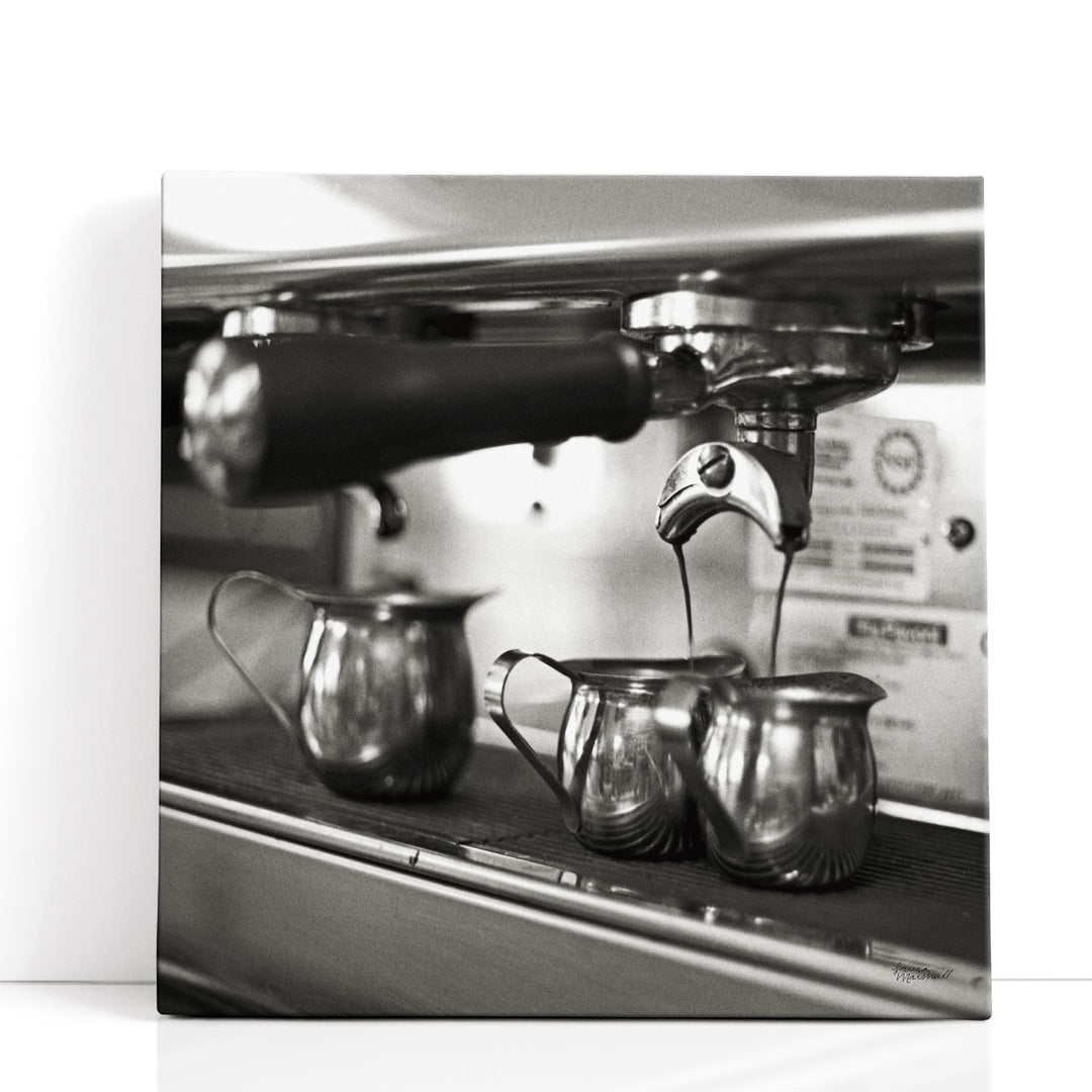 Black and White Coffee Art Print steaming cup