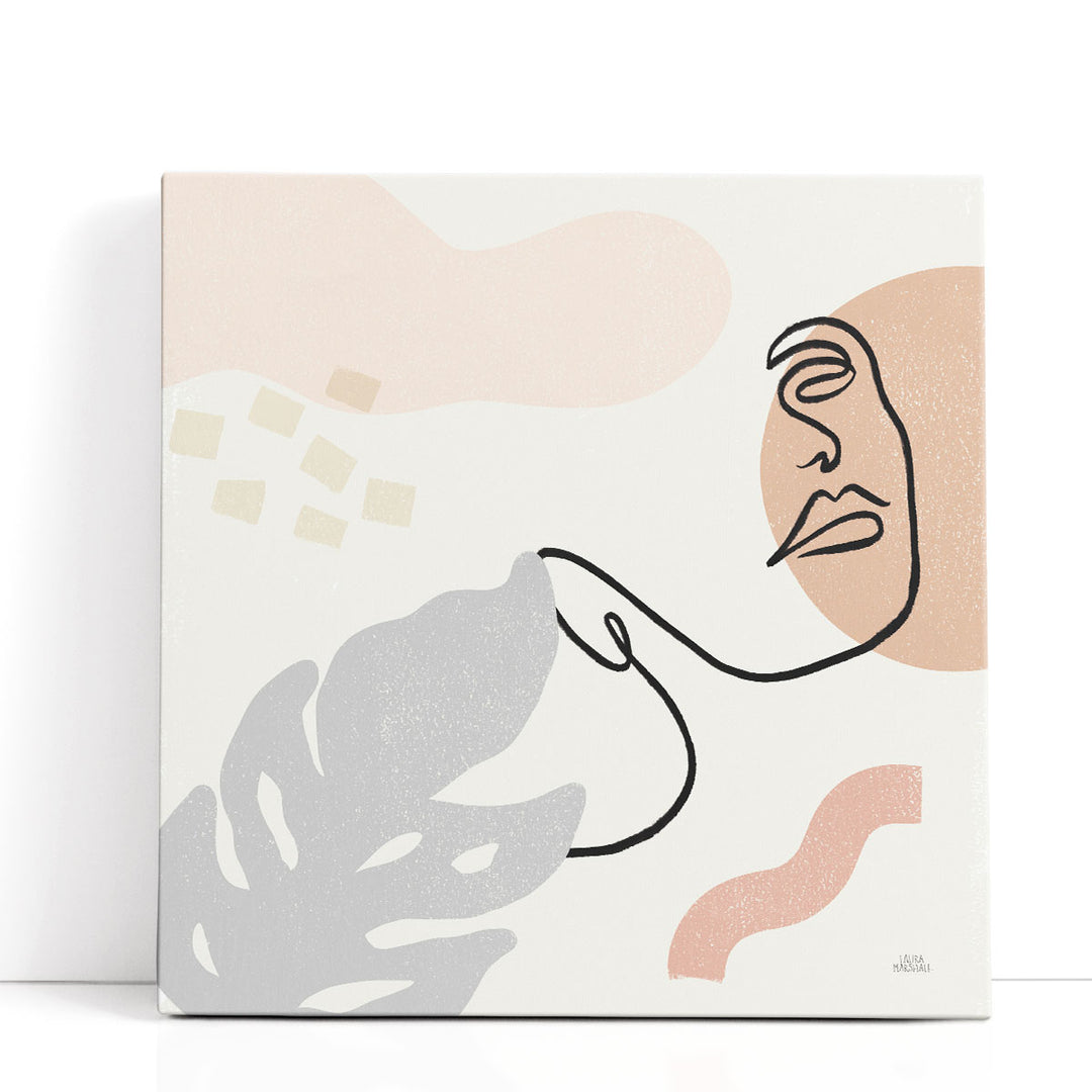 Abstract painting minimalist face line artwork