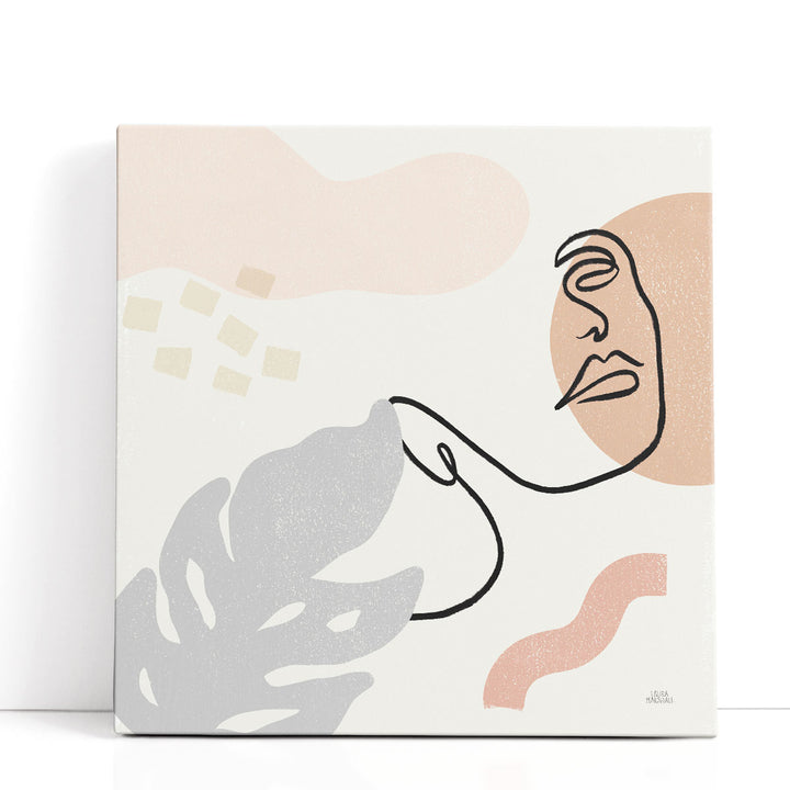 Abstract painting minimalist face line artwork