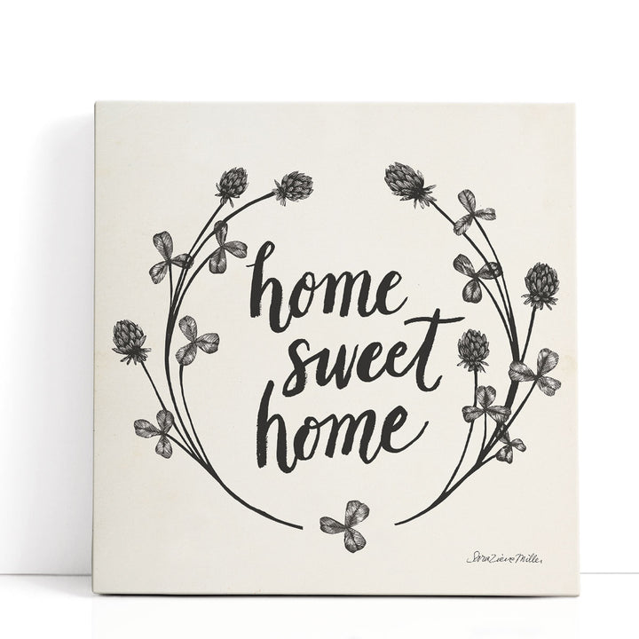 Happy to Bee Home I Black and White - Canvas Print Wall Art
