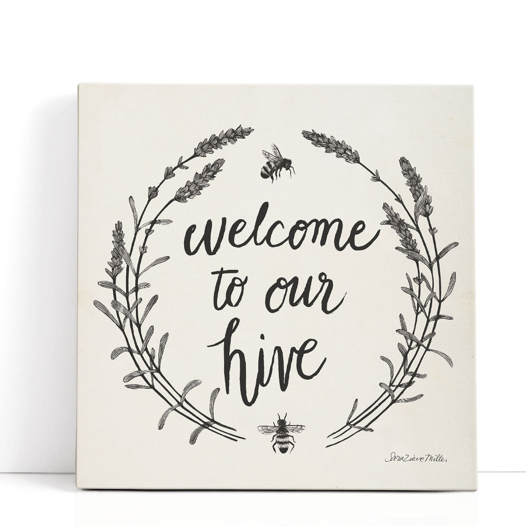 Happy to Bee Home II Black and White - Canvas Print Wall Art