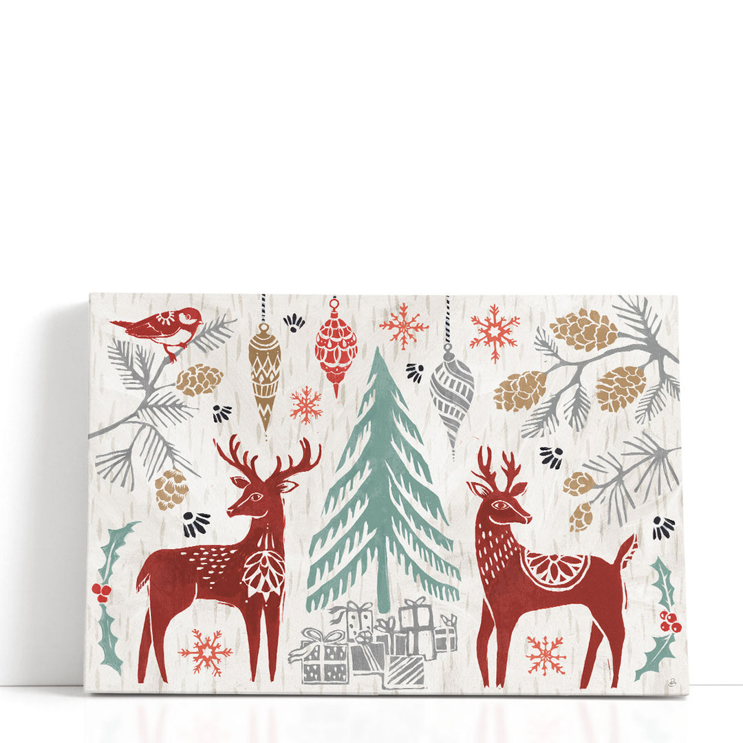 Woodcut Christmas I - Canvas Print Wall Art