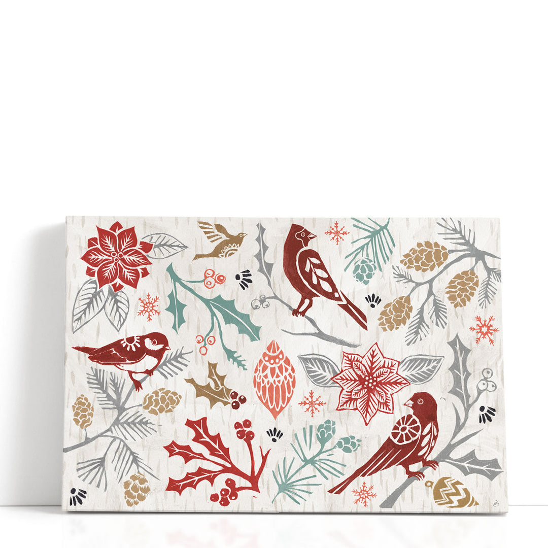 Woodcut Christmas II - Canvas Print Wall Art