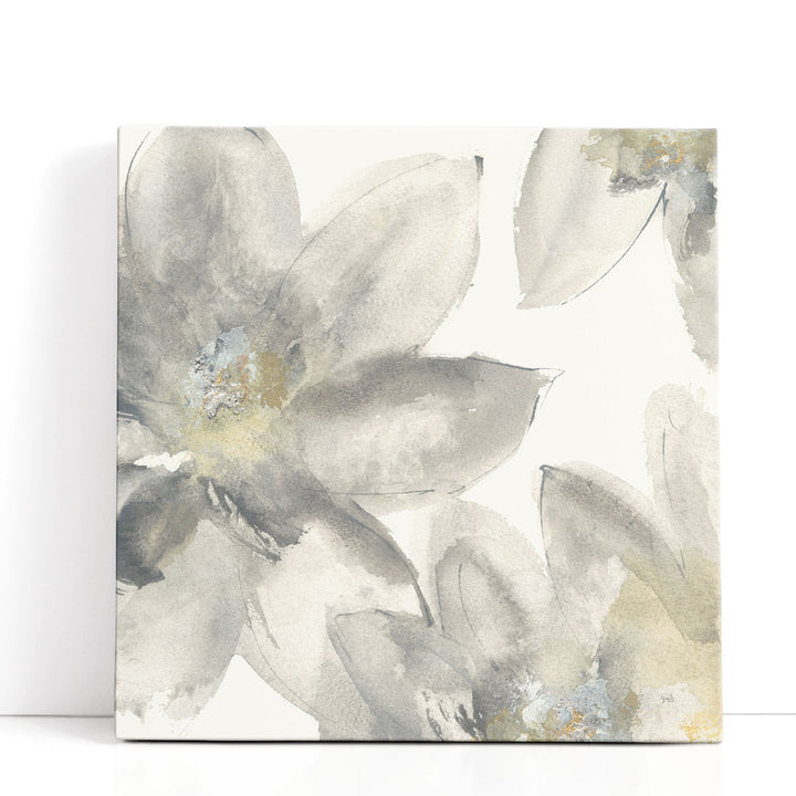 Gray and Silver Flowers I - Canvas Print Wall Art