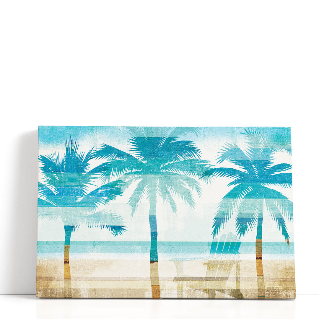 Beachscape Palms with Chair - Canvas Print Wall Art