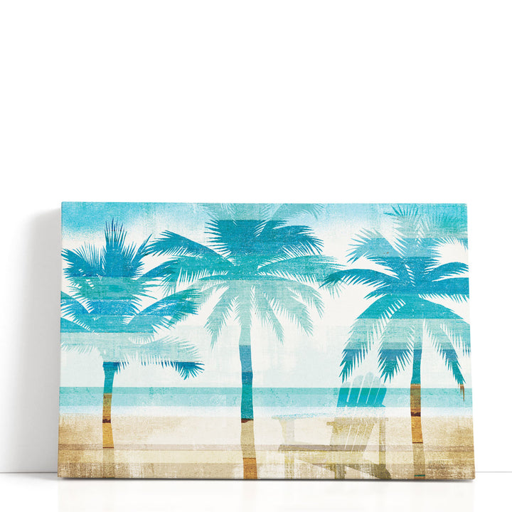 Beachscape Palms with Chair - Canvas Print Wall Art
