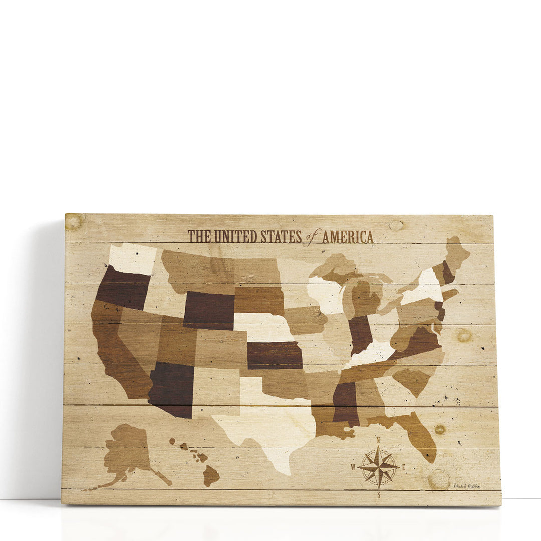 USA Modern Vintage Wood - Canvas Print Wall Art
