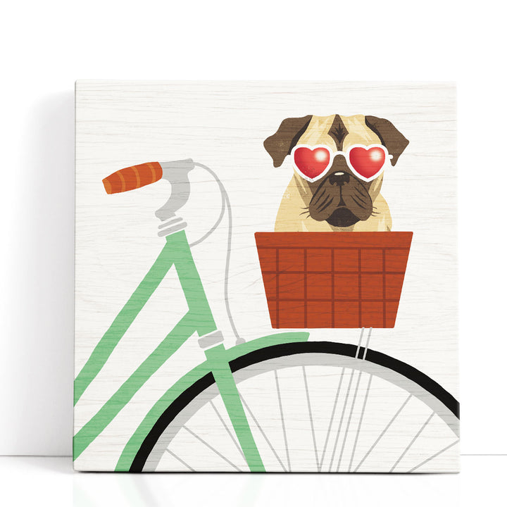 Beach Bums Pug Bicycle I - Canvas Print Wall Art