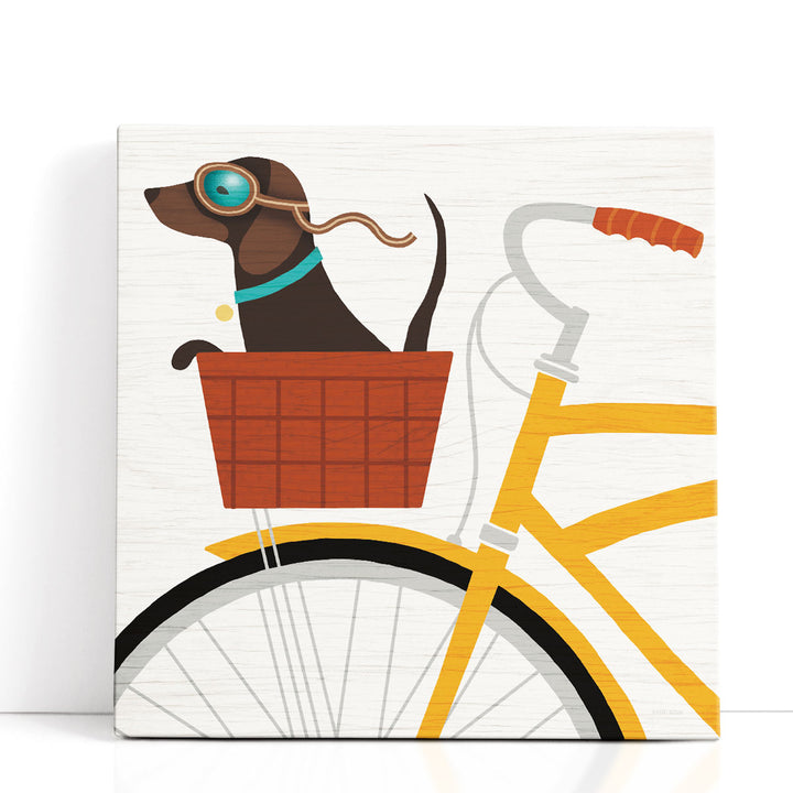 Beach Bums Dachshund Bicycle I - Canvas Print Wall Art