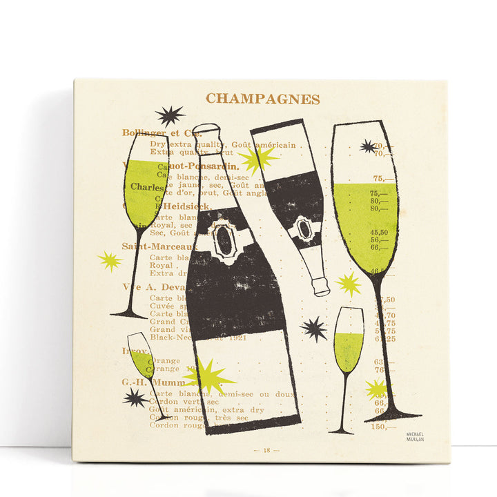 Modern Champagne Wall Art minimalist bottle outline