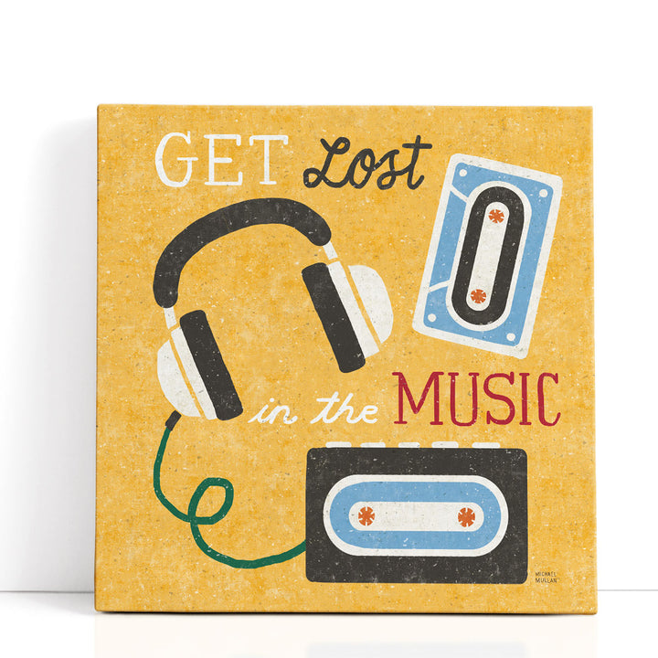 Retro Desktop Headphones - Canvas Print Wall Art