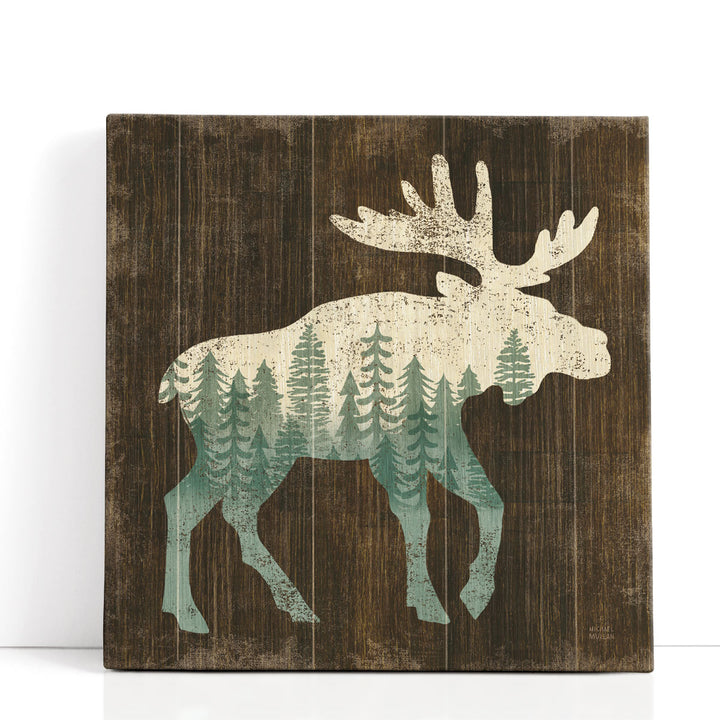 Simple Living Moose Silhouette - Canvas Print Wall Art