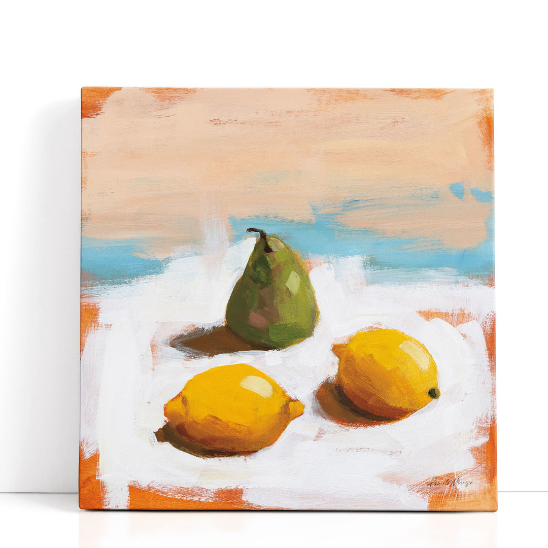 lemon art print – yellow lemon on neutral background