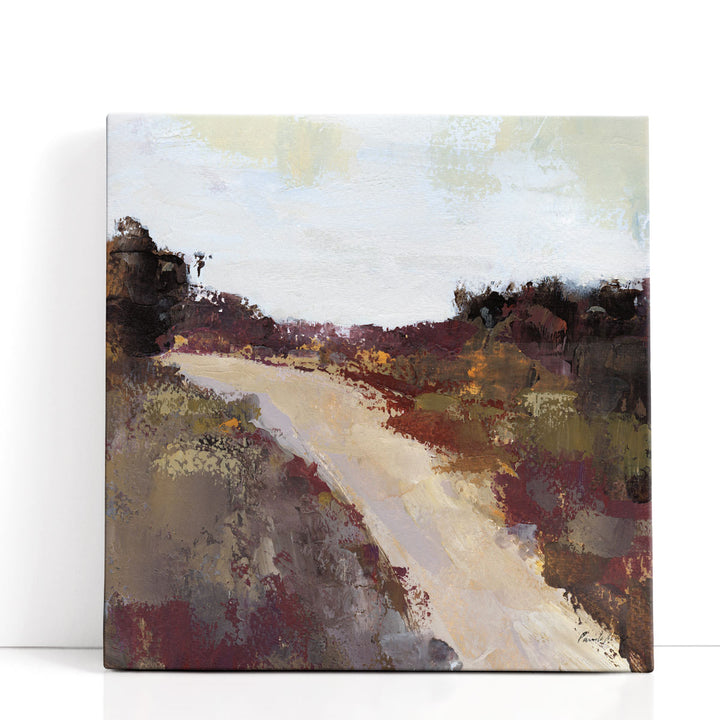 Brown abstract art prints with landscape design