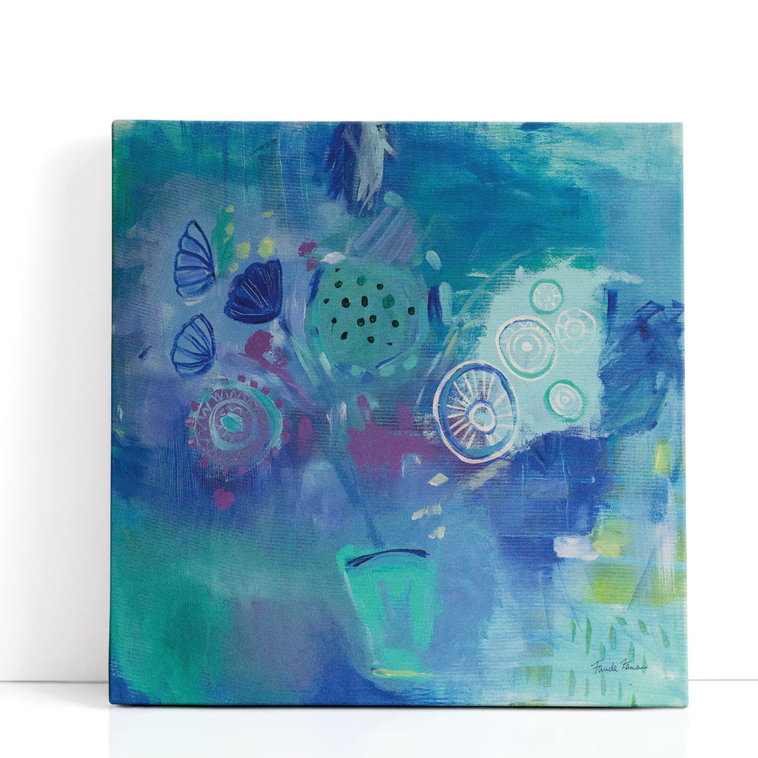 floral canvas wall art lush blue blossoms